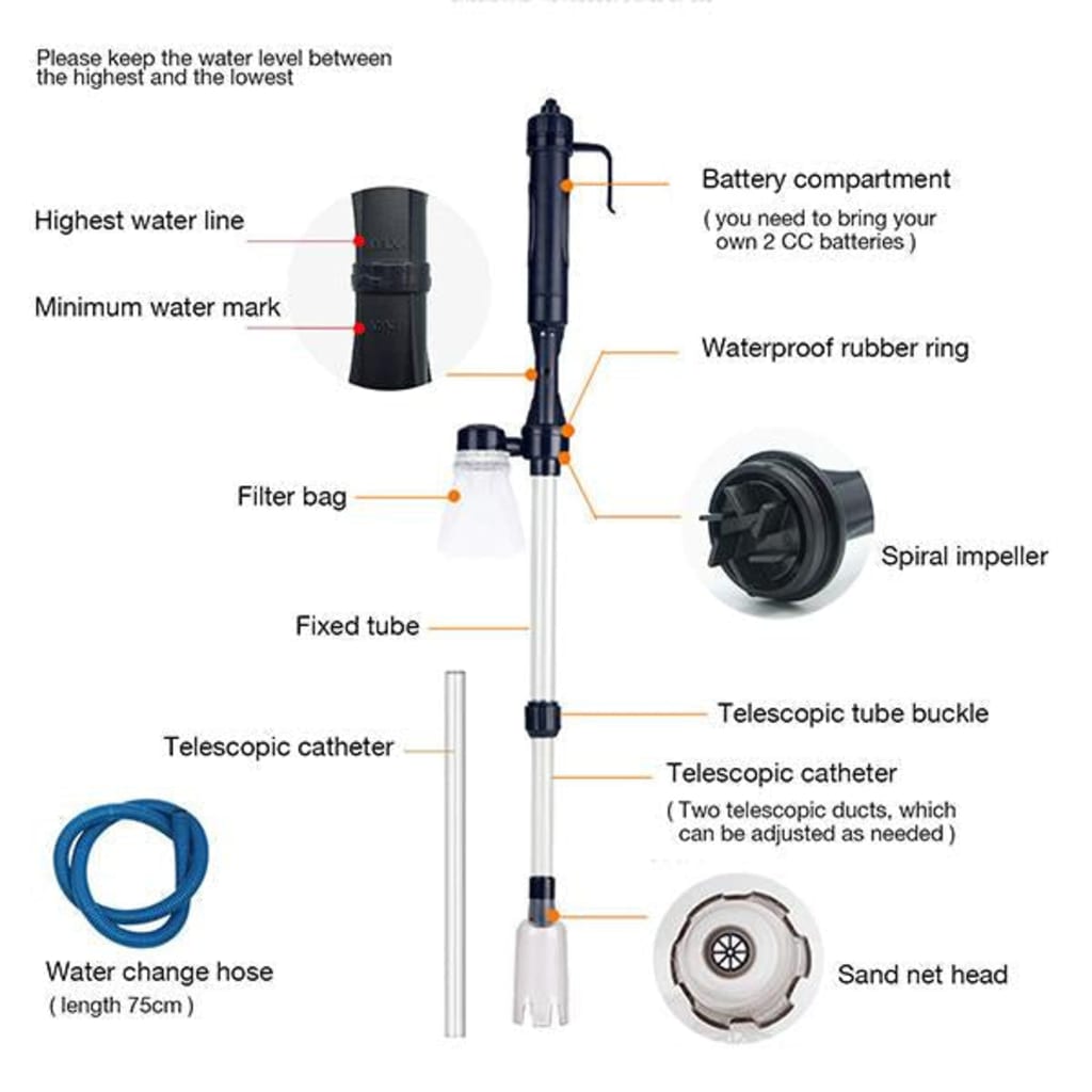 Electric Aquarium Gravel Cleaner with Adapter